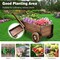 Rustic Brown Fir Wood Metal Wagon Planter Box with Wheels and Drainage